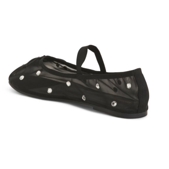 NWT Cushionaire Elegant Mary Jane Black Mesh Embellish Flat Shoes - Picture 4 of 9